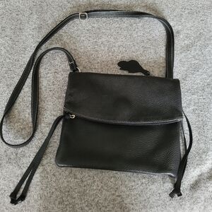Roots black leather small crossbody